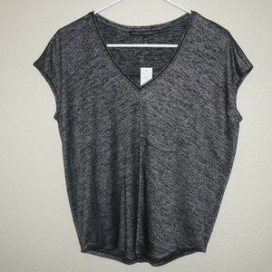 WHBM Gray/Black V-neck Knit Top